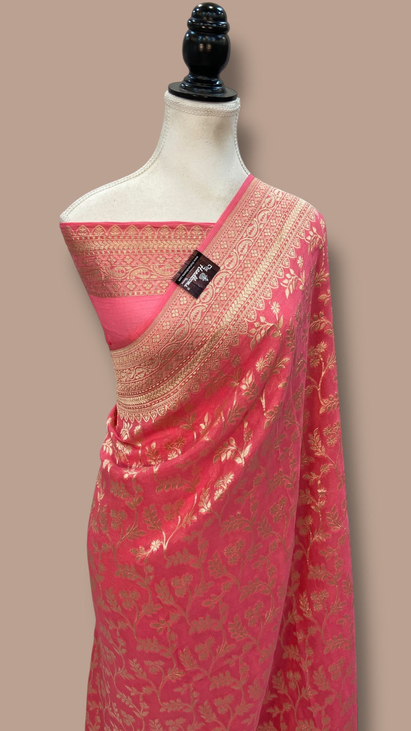 Khaddi Georgette Handloom Banarasi Saree - The Handlooms