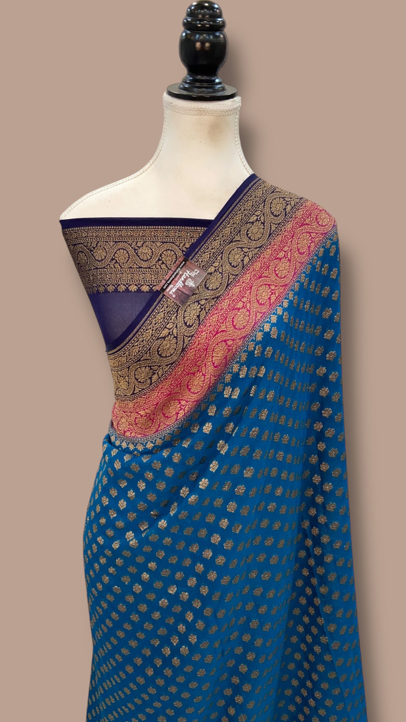 Pure Khaddi Georgette Handloom Banarasi Saree - The Handlooms