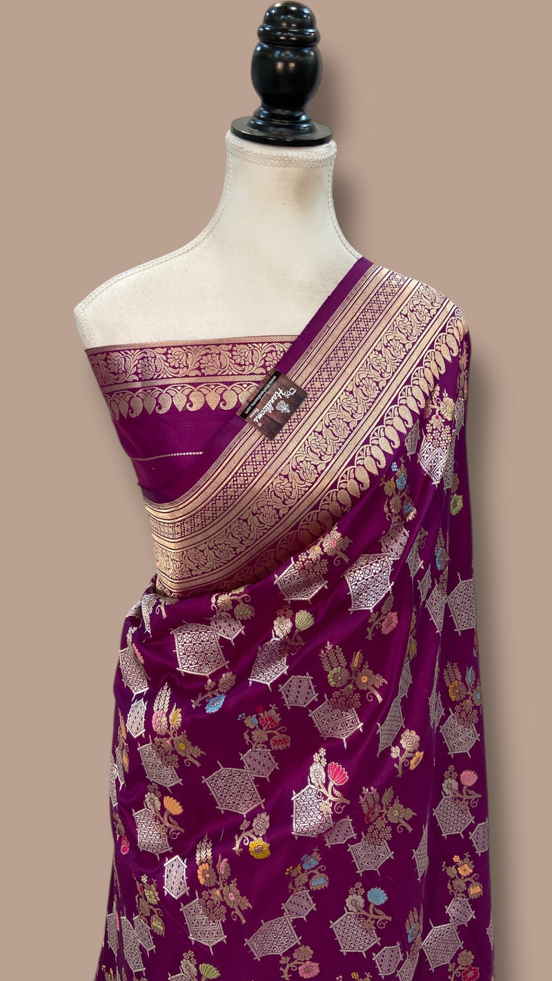 Ektara Pure Katan Silk Banarasi Handloom Saree - All Over Kadiyal Jaal Work - The Handlooms
