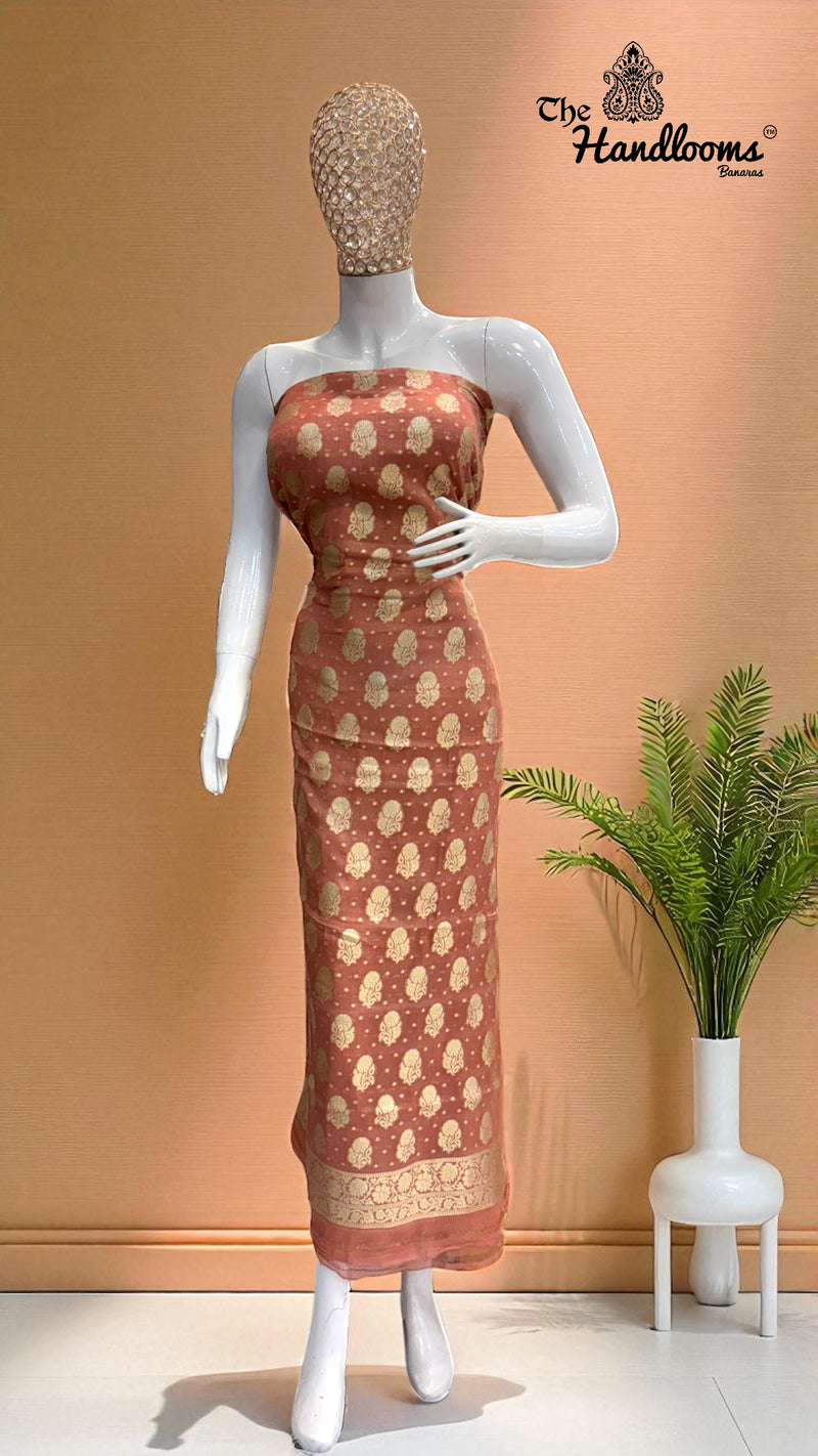 Tissue Khaddi Georgette Banarasi Dress material - The Handlooms