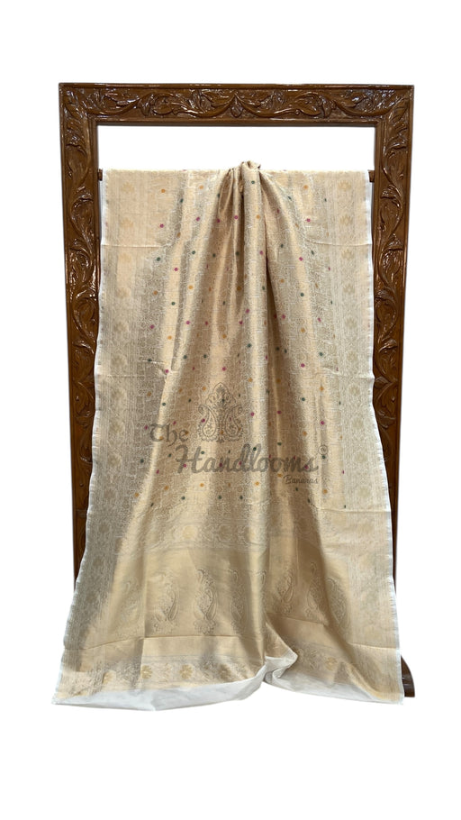 Regal Pure Katan Silk Banarasi Saree – Handwoven Tanchui Brocade with Meenakari Work - The Handlooms