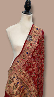 Pure Georgette Banarasi Bandhej Handloom Dupatta - The Handlooms