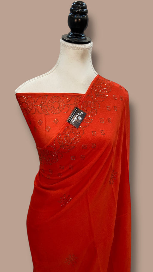 Pure Georgette Handloom Banarasi Saree with Siroski Stone Work - The Handlooms