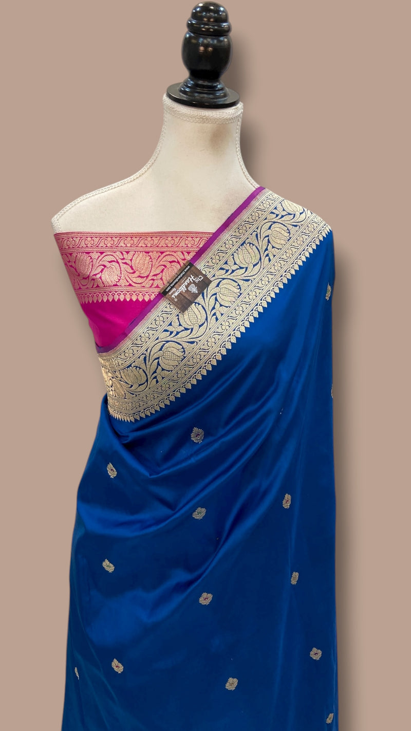 Pure Katan Silk Banarasi Handloom Saree - All Over Kadua Motifs - The Handlooms