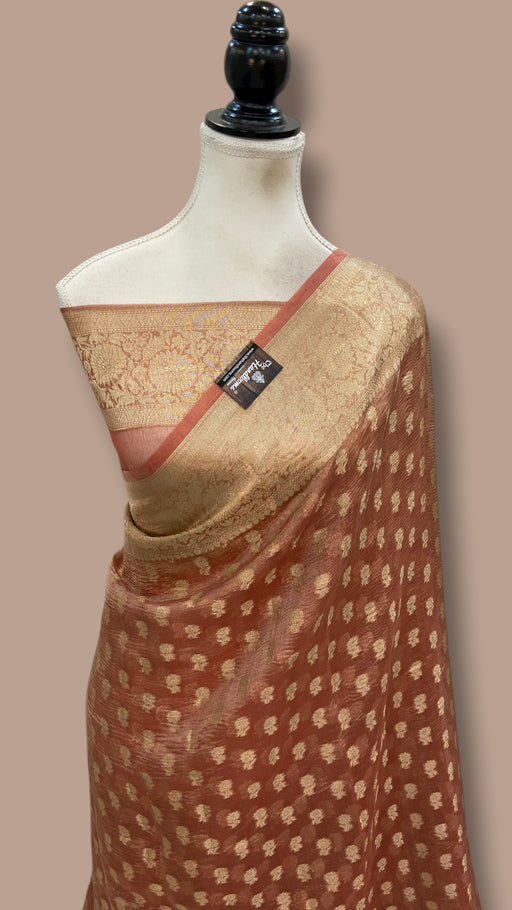 Pure Kora Tissue Crush Handloom Banarasi Saree - The Handlooms