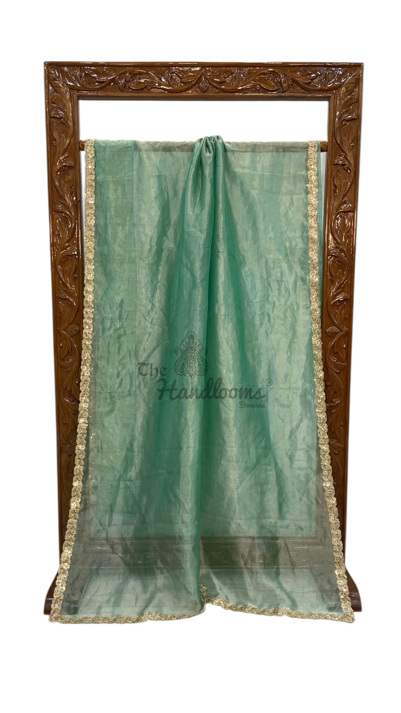 Pure Kora Tissue Handloom Banarasi Saree With Lace - The Handlooms