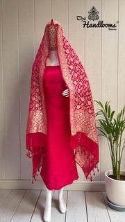Chiniya Silk Suit With Khaddi Georgette Dupatta - The Handlooms