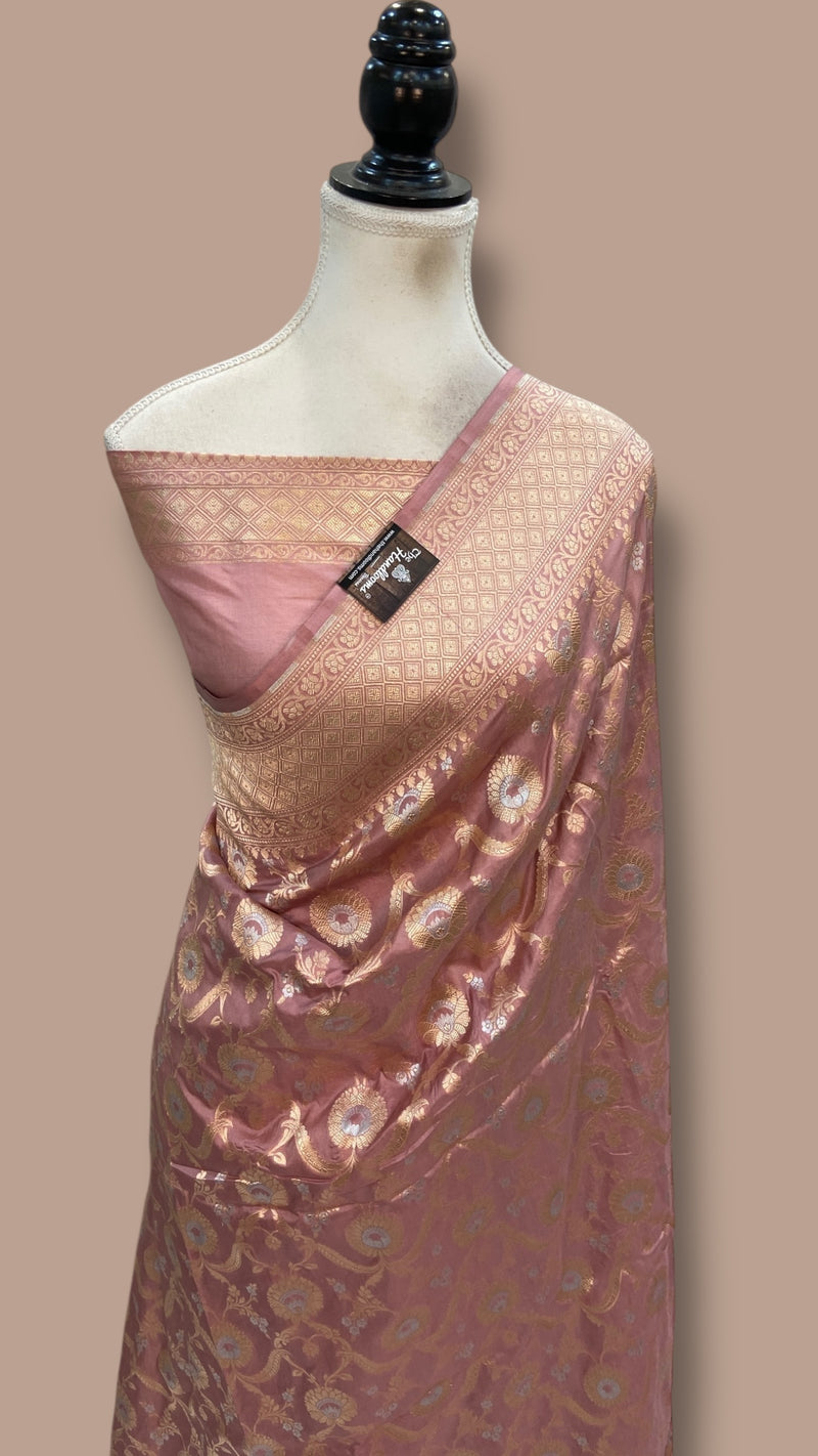Pure Katan Silk Banarasi Handloom Saree - All Over Sona Roopa Jaal Work