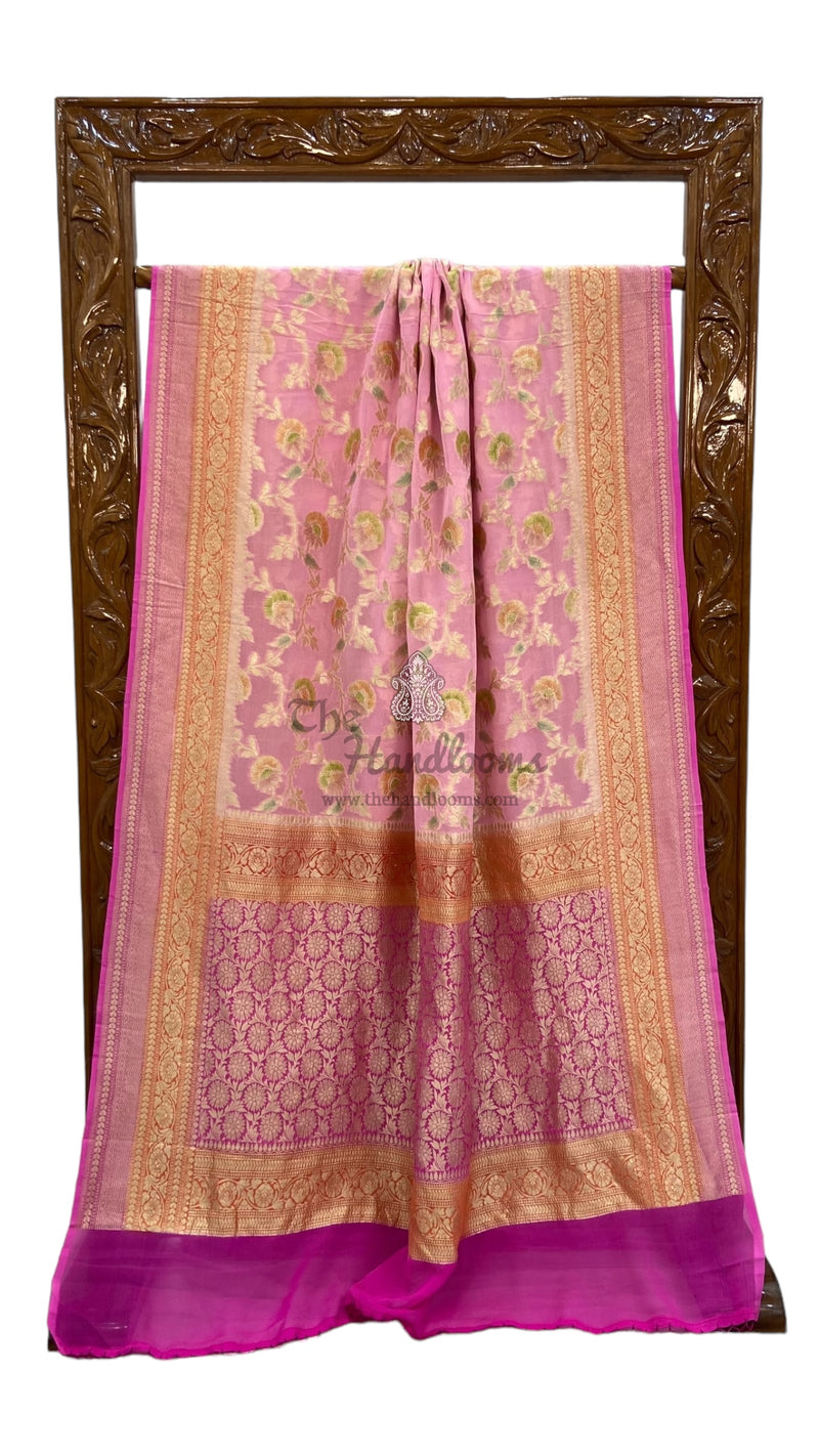 Khaddi Georgette Handloom Banarasi Saree - The Handlooms