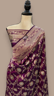 Pure Katan Silk Banarasi Handloom Saree - All over Sona Roopa Jaal work - The Handlooms