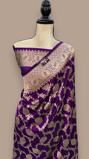 Pure Katan Silk Banarasi Handloom Saree - All over Jaal work - The Handlooms