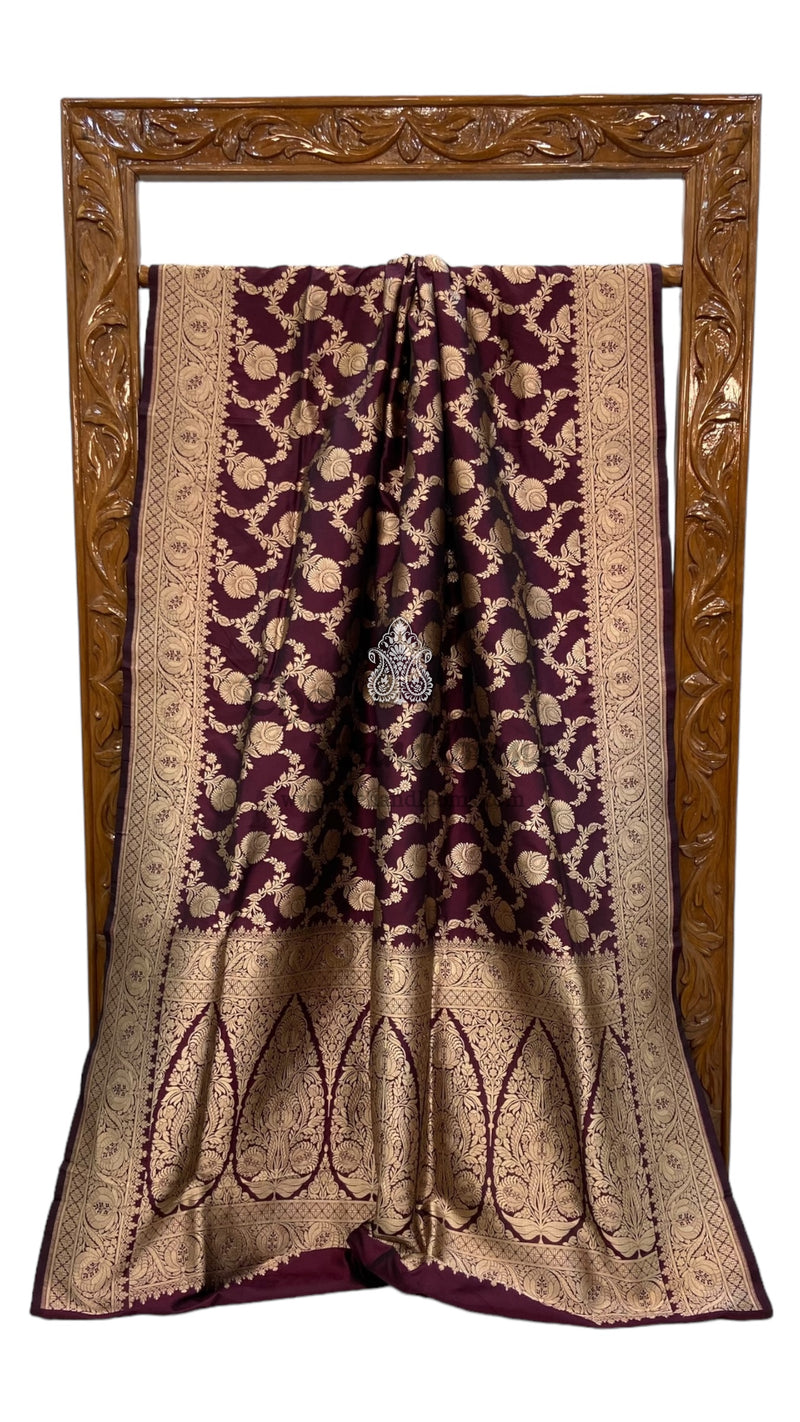 Pure Katan Silk Banarasi Handloom Saree - All over Jaal work - The Handlooms