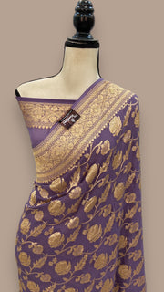 Khaddi Georgette Banarasi Saree - Gold zari - The Handlooms