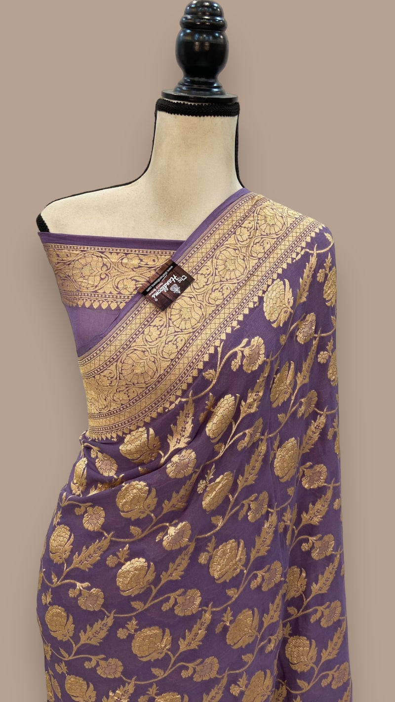 Khaddi Georgette Banarasi Saree - Gold zari - The Handlooms
