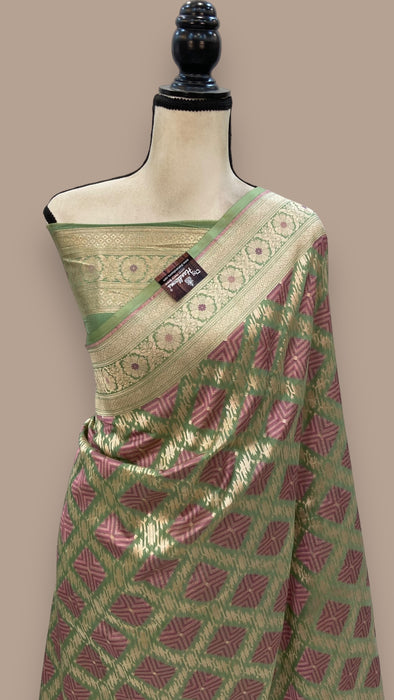 Pure Katan Silk Banarasi Handloom Saree - All over Jaal work - With Meenakari