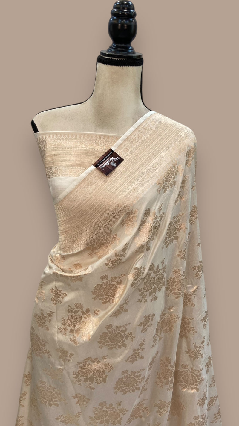 Pure Katan Silk Banarasi Handloom Saree - All over Jaal work - The Handlooms