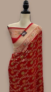 Khaddi Georgette Handloom Banarasi Saree - The Handlooms