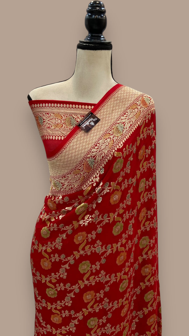 Khaddi Georgette Handloom Banarasi Saree - The Handlooms