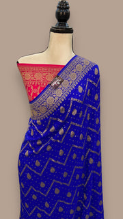 Khaddi Crepe Georgette Banarasi Saree -  Antique zari - The Handlooms