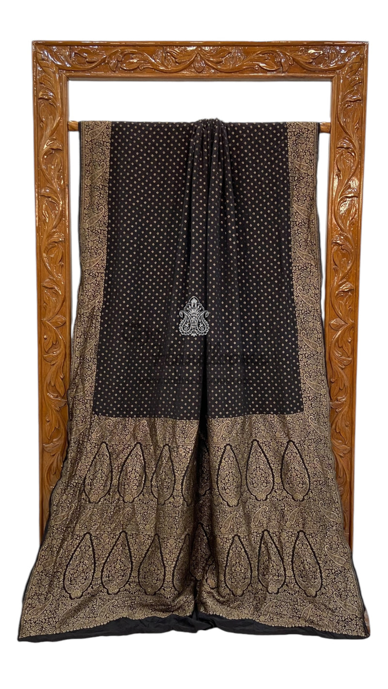 Khaddi Crepe Georgette Banarasi Saree -  Antique zari - The Handlooms