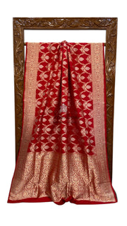 Pure Katan Silk Banarasi Handloom Saree - All over Sona Roopa Jaal work - The Handlooms