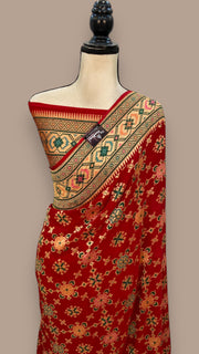 Pure Georgette Banarasi Handloom Saree - with meenakari work - The Handlooms