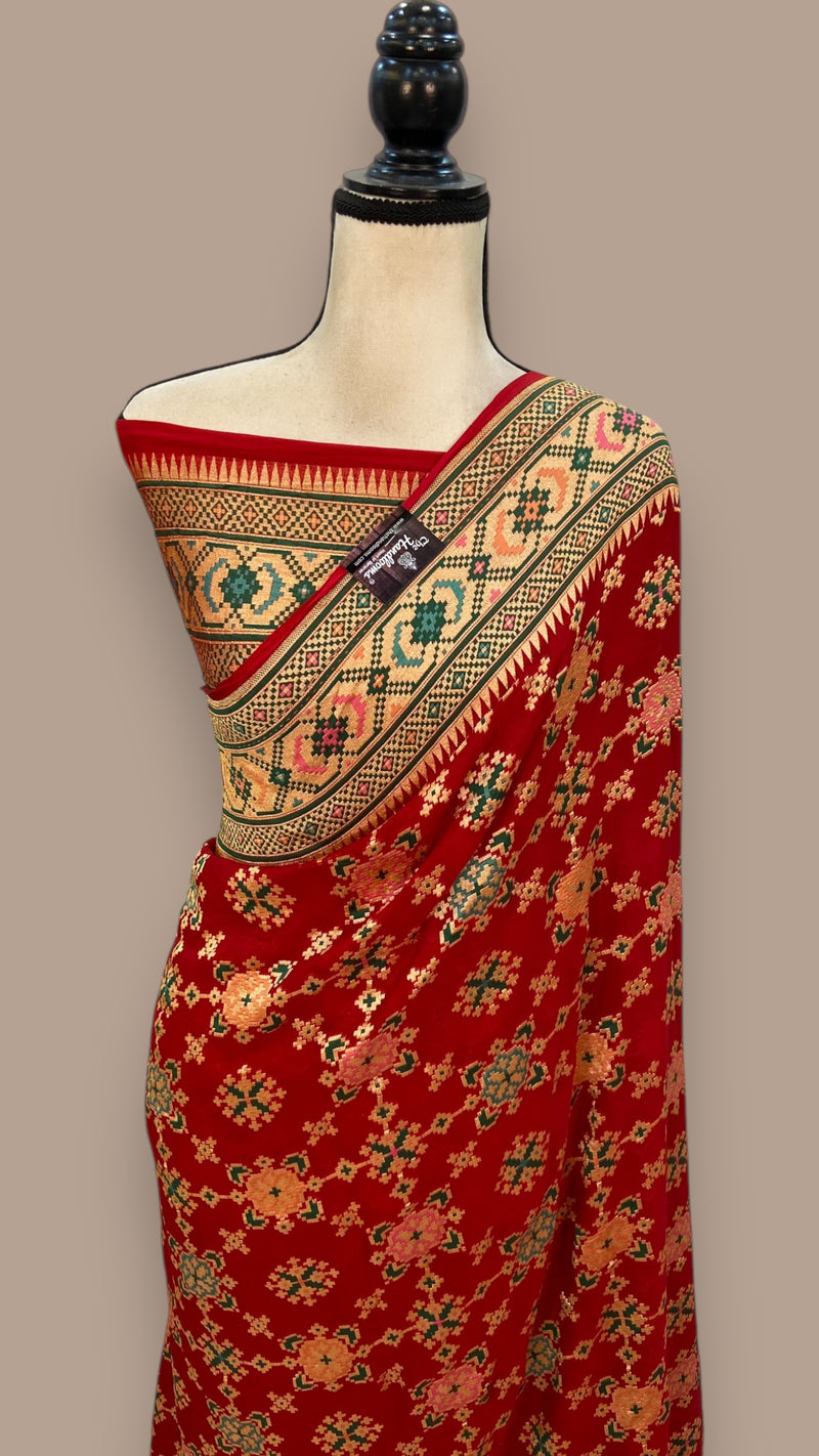 Pure Georgette Banarasi Handloom Saree - with meenakari work - The Handlooms