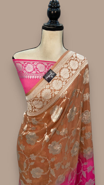 Khaddi Georgette Handloom Banarasi Saree