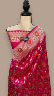 Pure Katan Silk Banarasi Handloom Saree - All over Jaal work - With Meenakari - The Handlooms