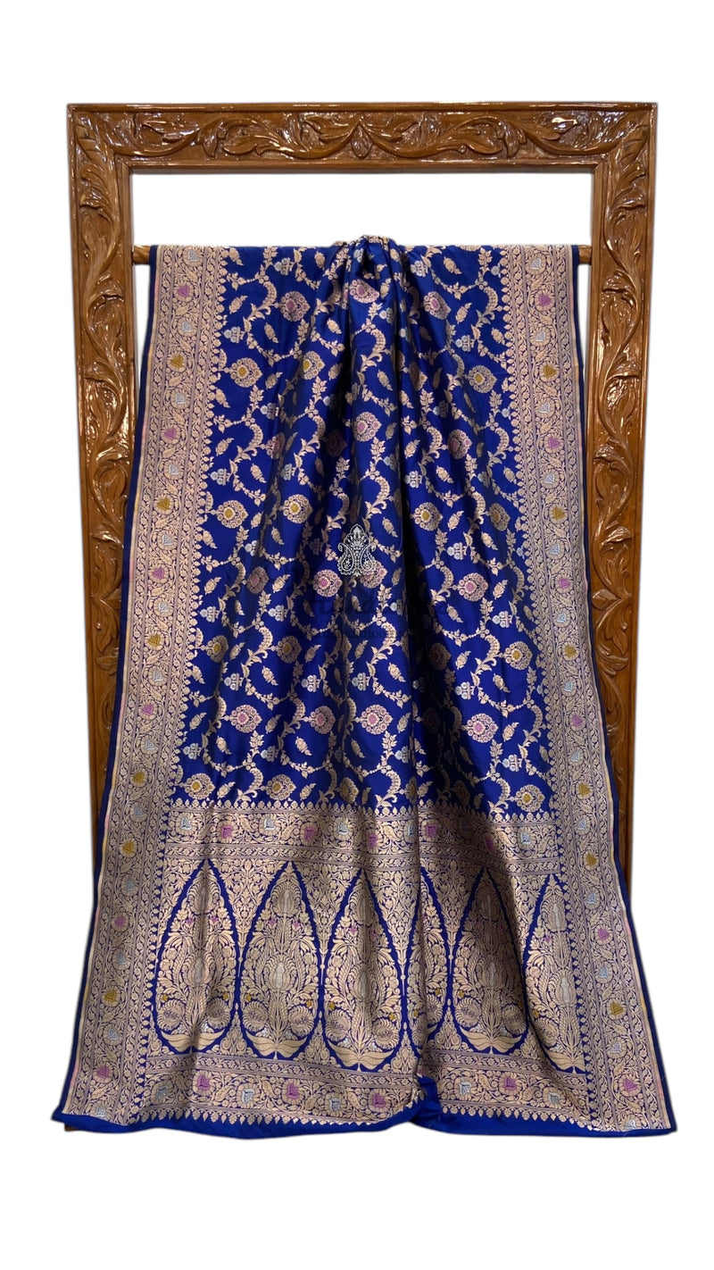 Pure Katan Silk Banarasi Handloom Saree - All over Jaal work - With Meenakari - The Handlooms