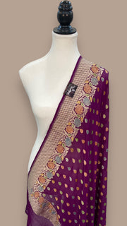 Khaddi Georgette Handloom Banarasi Dupatta - The Handlooms
