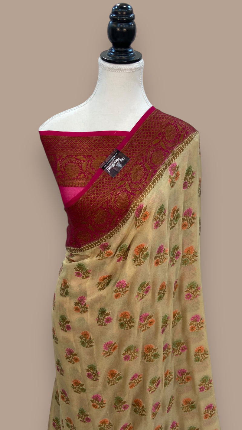 Pure Chiffon Khaddi Banarasi Saree - The Handlooms