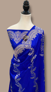 Pure Katan Silk Banarasi Handloom Saree - All over soona roopa  Kadua stripe - The Handlooms