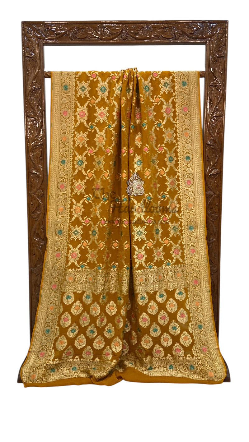 Pure Georgette Banarasi Handloom Saree - with meenakari work - The Handlooms