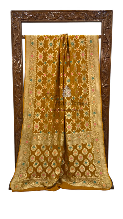 Pure Georgette Banarasi Handloom Saree - with meenakari work