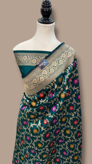 Pure Katan Silk Banarasi Handloom Saree - All over Jaal Work With Meenakari - The Handlooms