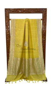 Pure Moonga Georgette Handloom Banarasi Saree with Handwork: Gota Patti, Zardozi, Diamond Chain, Katdana, and Abla Detailing - The Handlooms