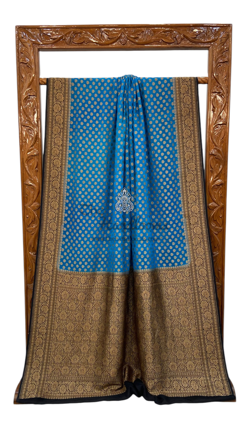 Khaddi Georgette Handloom Banarasi Saree -  Antique zari - The Handlooms