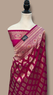 Pure Katan Silk Banarasi Handloom Saree - All over Jaal Work With Meenakari - The Handlooms