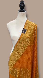 Pure Georgette Banarasi Bandhej Handloom Dupatta - The Handlooms