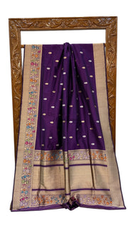 Pure Katan Silk Banarasi Handloom Saree - All over Sona Roopa Kadua motifs - The Handlooms