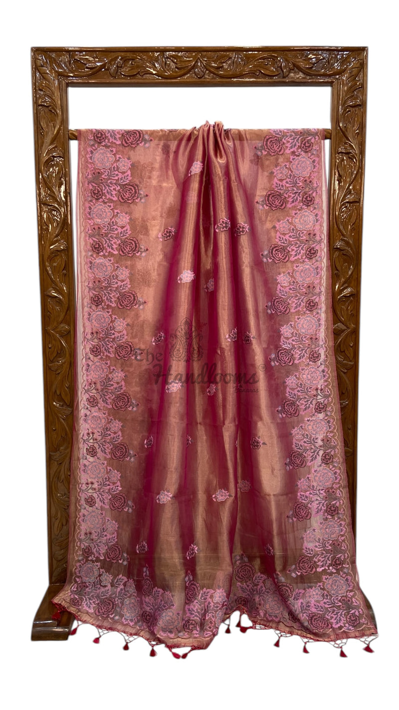 Pure Tissue Handloom Banarasi Saree With Chikankari - The Handlooms