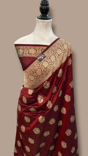 Pure Katan Silk Banarasi Handloom Saree - All Over Jaal Work - The Handlooms
