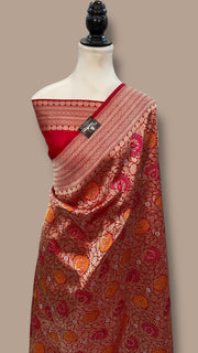 Regal Pure Katan Silk Banarasi Saree – Handwoven Tanchui Brocade - The Handlooms