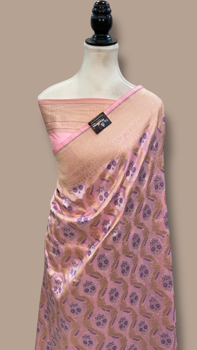 Katan Silk Banarasi Handloom Saree - All over Jaal work With Meenakari - The Handlooms