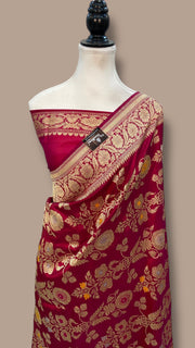Pure Katan Silk Banarasi Handloom Saree - All over kadiyal Jaal work - The Handlooms