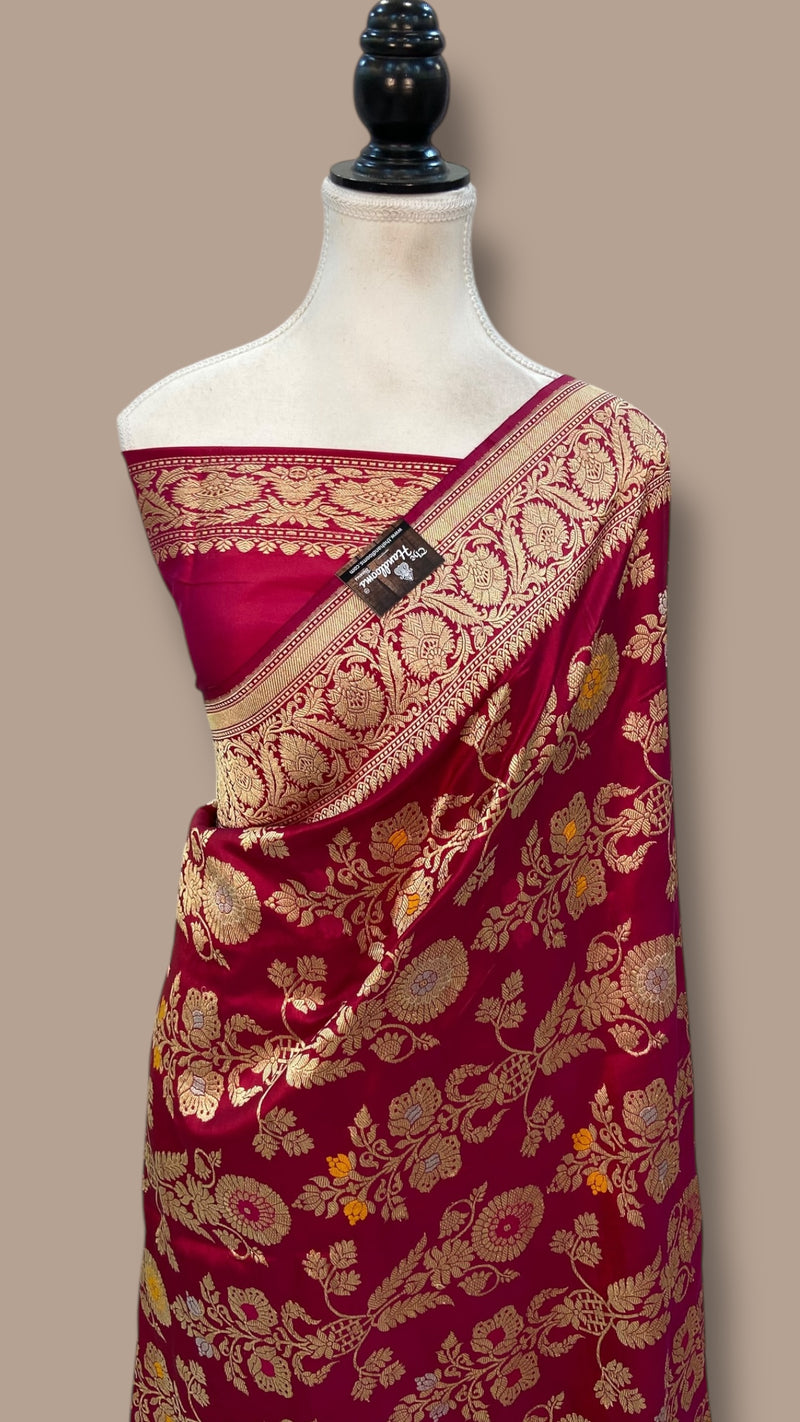 Pure Katan Silk Banarasi Handloom Saree - All over kadiyal Jaal work - The Handlooms