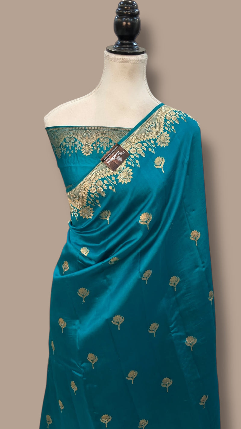 Pure Katan Silk Banarasi Handloom Saree - All over Kadua motifs - The Handlooms