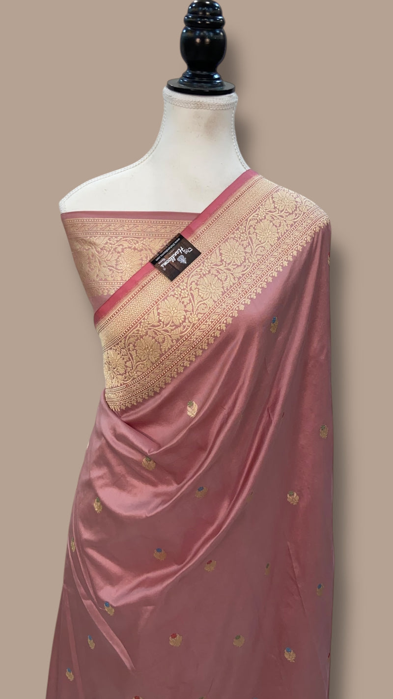Pure Katan Silk Banarasi Handloom Saree - All over Kadua motifs With Meenakari - The Handlooms