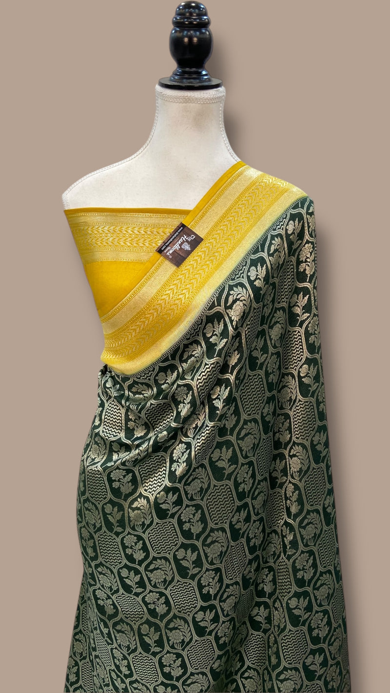 Pure Satan Silk Banarasi Handloom Saree - All Over Jaal  Work - The Handlooms